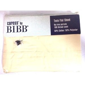 Vintage Caress Mervyn's Bibb No Iron Buttercup Twin Flat Sheet 180 Thread Count